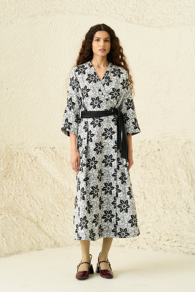 NOVA WRAP DRESS | NIGHT JASMINE JACQUARD