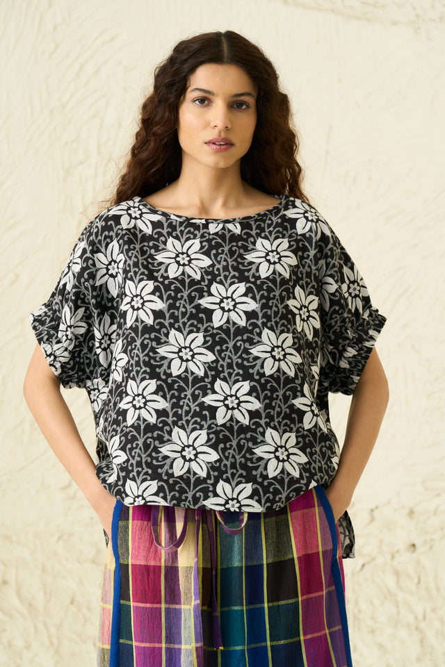 KAYA TOP | NIGHT JASMINE JACQUARD