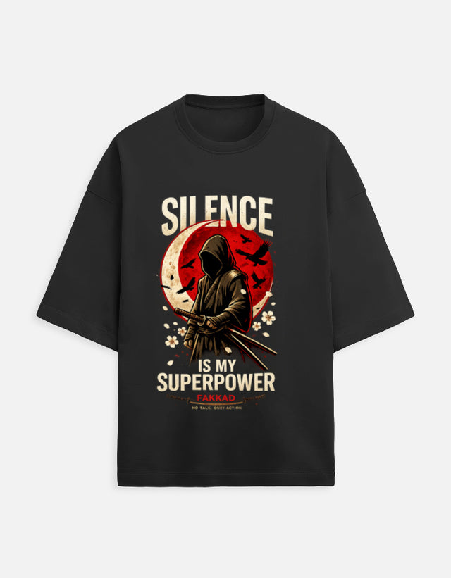 silence is my super power Unisex Terry Oversized Tee
