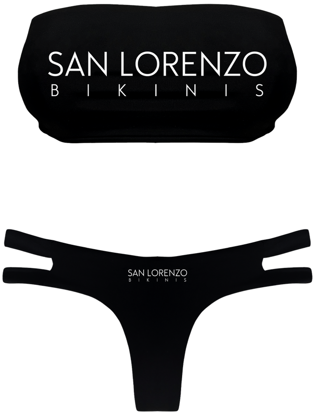 SL Swag Black Two Strap Bikini Top + Bottom