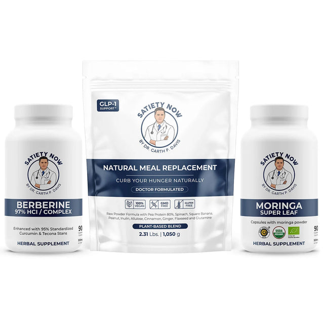 SATIETY NOW TRIO: MEAL REPLACEMENT SHAKE, BERBERINE, AND MORINGA NEW PRICE!