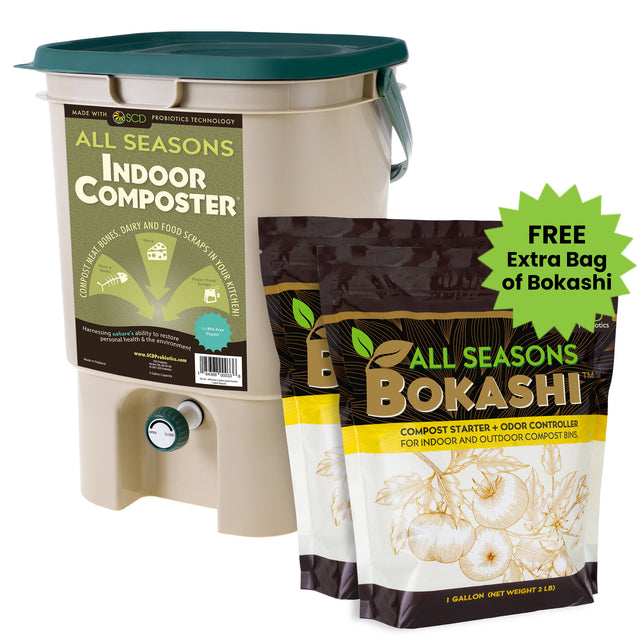 All Seasons Indoor Composter Kit - With FREE Bag of All Seasons Bokashi (4lbs)