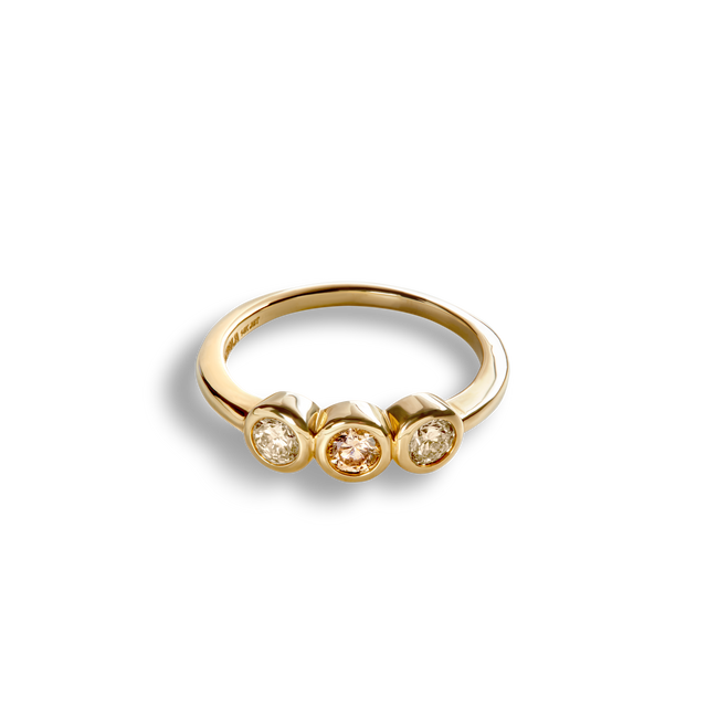 .5 Carat Desert Diamond 3 Stone Bezel Set Ring