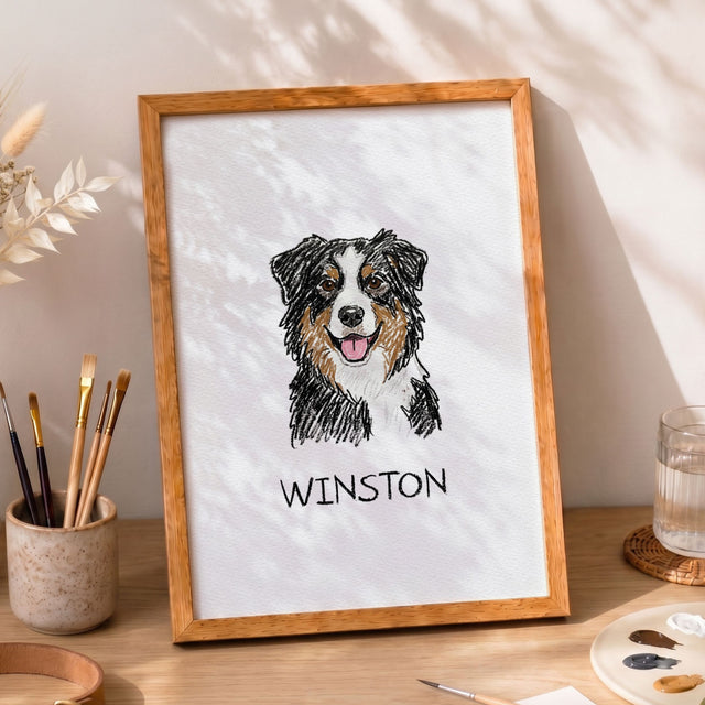 Custom Scribble Watercolor Pet Portrait from Photo