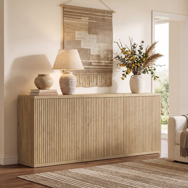 Stria Sideboard Cabinet, Living Room Storage, Set of 3