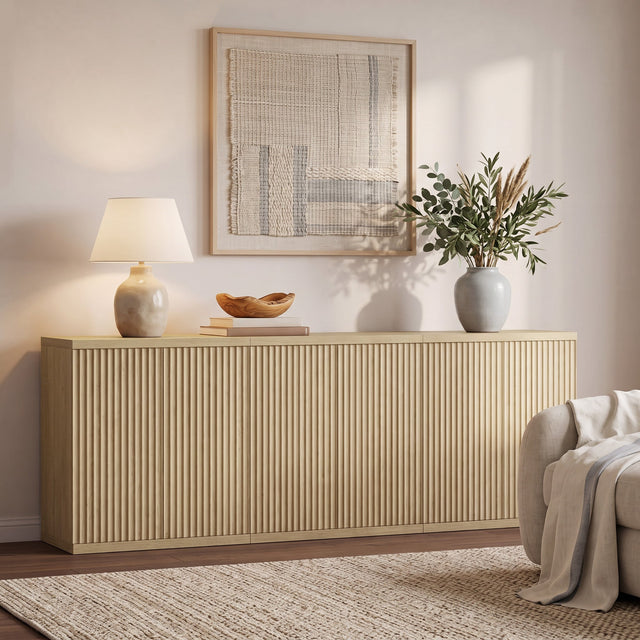 Stria Fluted Sideboard Cabinet with 2 Doors, Set of 3