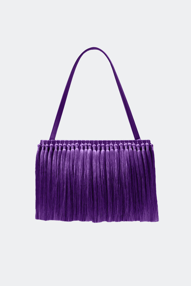 Tassel Boxy Clutch In Bright Violet