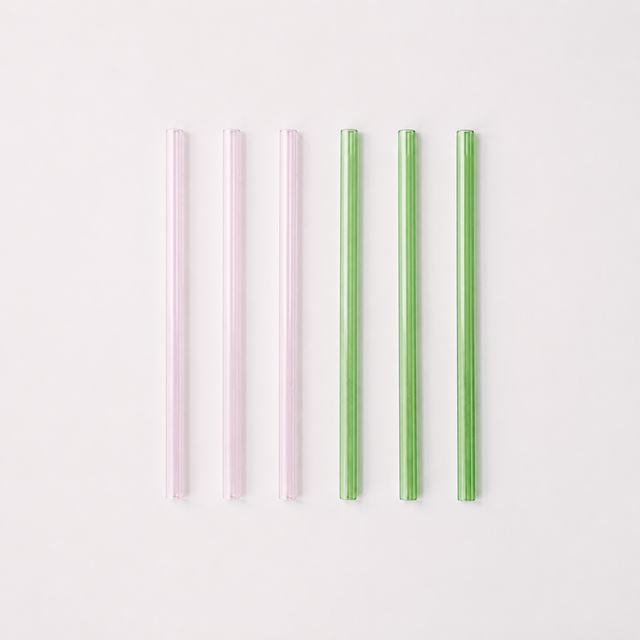 Wide 8" Glass Straw Set - Palm Beach