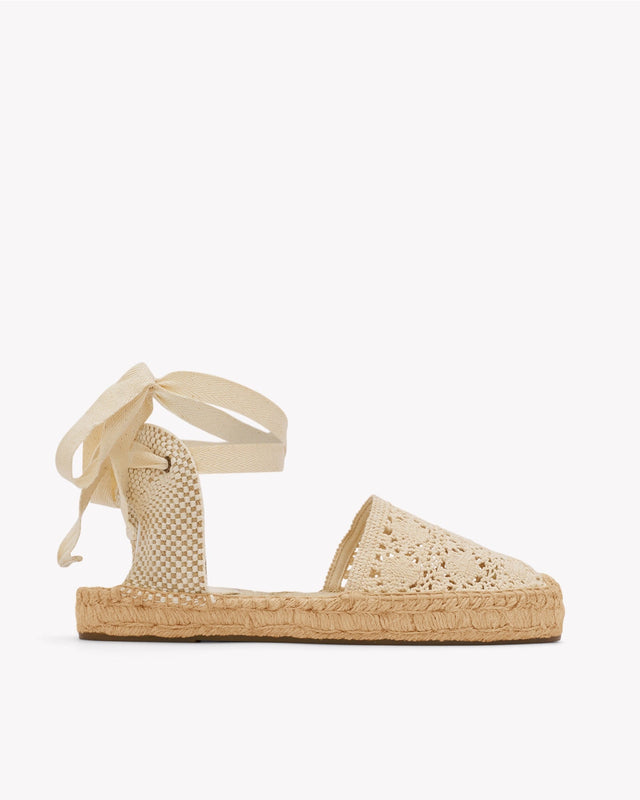 Women's Lauren Lace Up Espadrille | Crochet | La Concha Ivory