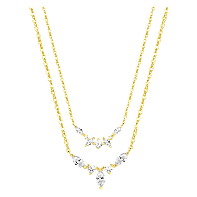Gemstone Crown Layering Necklaces Set Sterling Silver