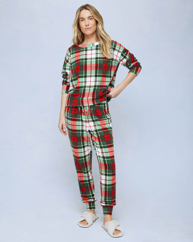 Holiday Plaid Marna Waffle Thermal PJ Set