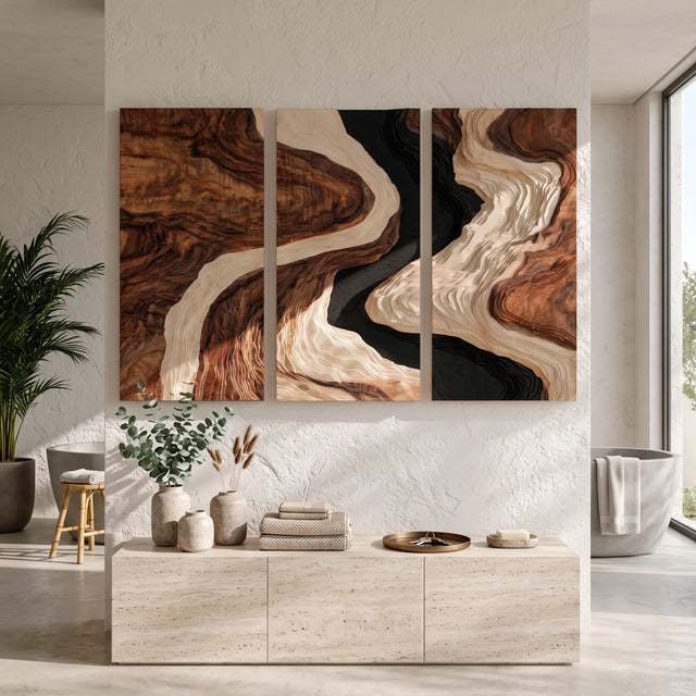 Organic Modern Layered River 3D Wall Art Wellness Room SILDTTRWA199