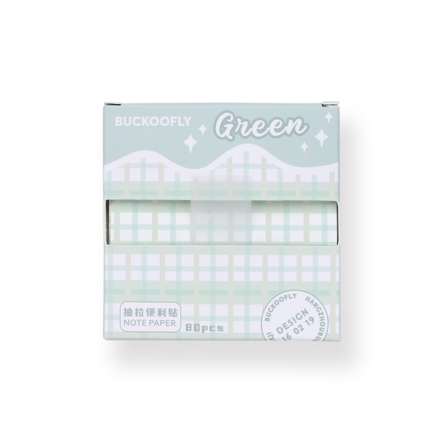 Plaid Pull-Out Sticky Notes - Green