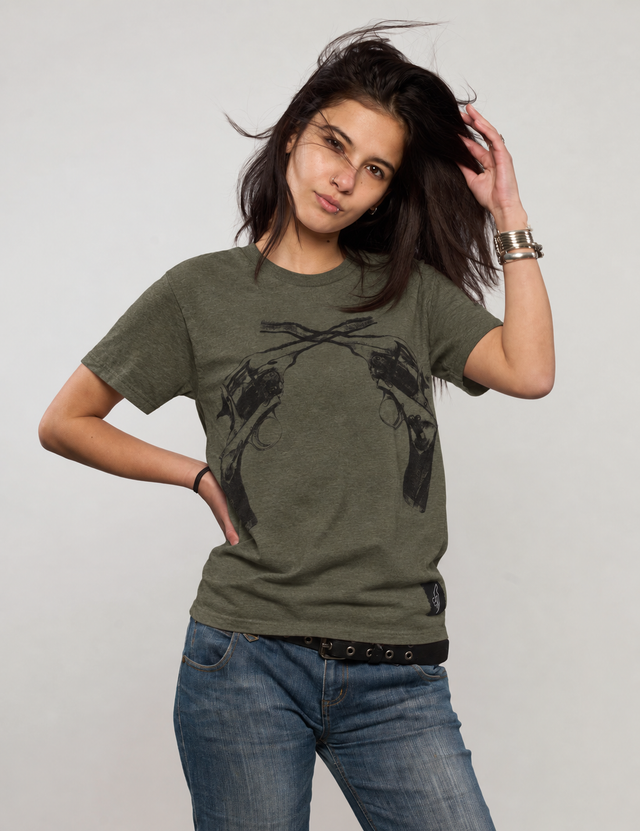 Crossed Pistols Crew Neck Tee in Green
