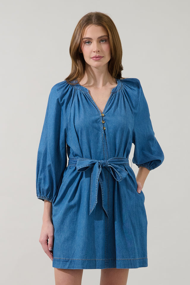 Juliana Shift Mini Dress Chambray