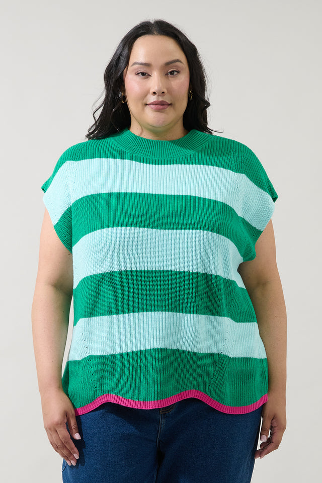 Jaylin Short Sleeve Stripe Sweater Curve