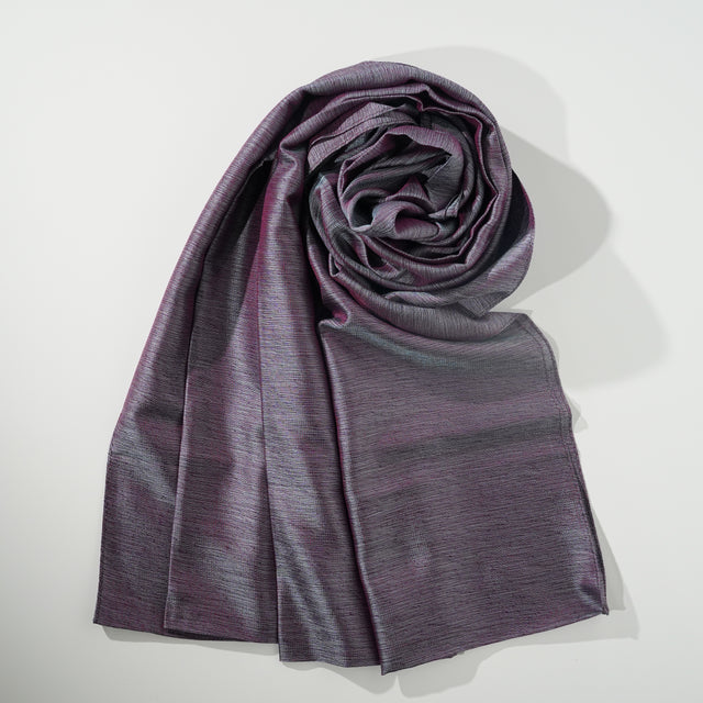 Silk Scarf / MOKU / Red Warp & Light Blue Weft
