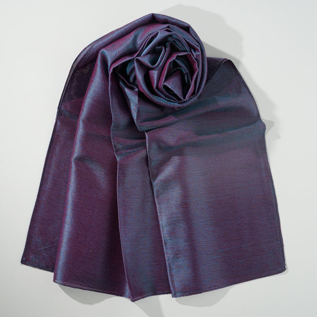 Silk Scarf / MOKU / Red Warp & Blue Weft
