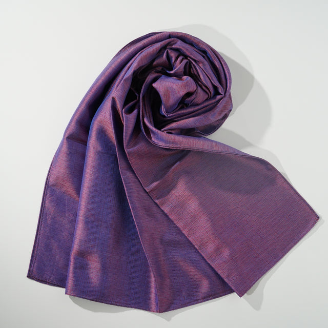 Silk Scarf / MOKU / Blue Warp & Red Weft