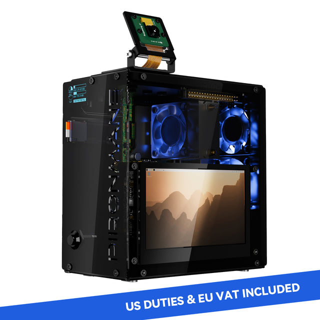 Pironman 5 Pro Max Mini PC Case with 4.3" Touch Screen for Raspberry Pi 5, OpenClaw AI Agent, Dual NVMe RAID 0/1 NAS, Camera, Mic, Audio, M.2 Hailo8, LLMs ChatG