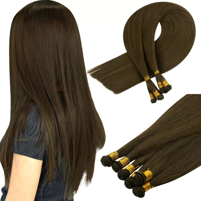 [US Only] Hand Tied Weft Extensions Dark Brown #4