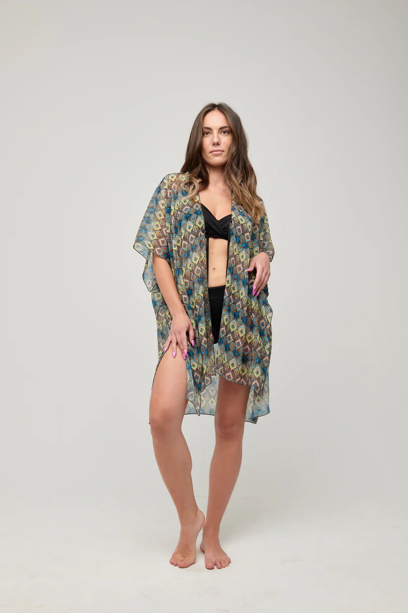 Copricostume poncho etnic verde – Linea Mare Blu
