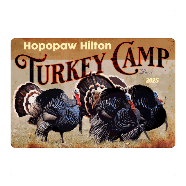Hunting Wall Decor - Headed To Turkey Camp - Metal Sign