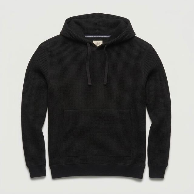 Ivan Waffle Fleece Hoodie - Black