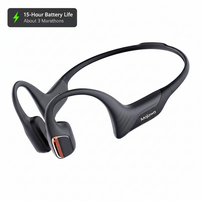 Purra Run Long Battery Life Bone Conduction Headphones | 15-Hour Battery Life Wind Noise Reduction for Cycling