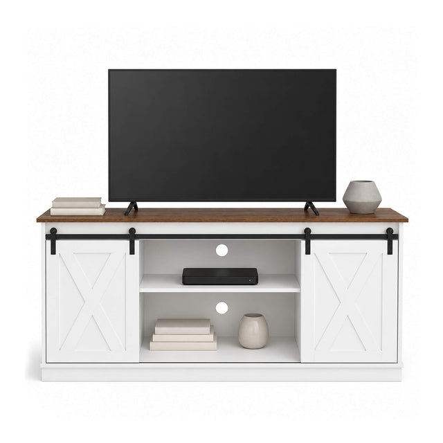 Sweetcrispy 58“ Sliding Barn Door TV Cabinet