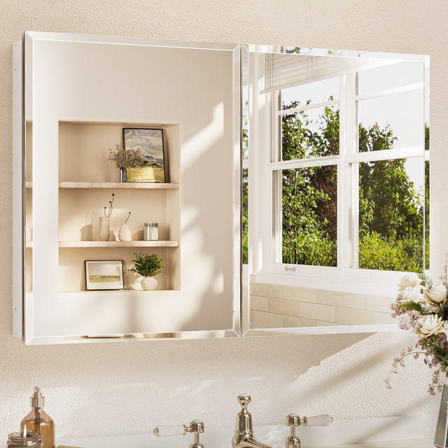 Medicine Cabinet with Beveled Mirror