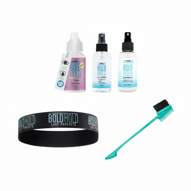 The Hair Diagram Bold Hold Active Reloaded Lace Wig Install Kit | Active 1.3 oz, Skin Protect, Remover, Elastic Melt Band & 3-in-1 Spatula