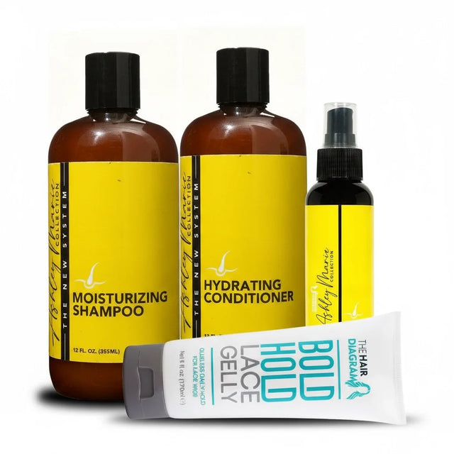 The Ashley Marie Collection Wig & Natural Hair Care Kit | Bold Hold Lace Gelly, Moisturizing Shampoo, Hydrating Conditioner & Leave-In Protector by The Hair Dia