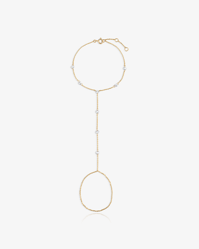 Rose-Cut Lab-Grown Diamond Hand Chain - 14k Solid Gold