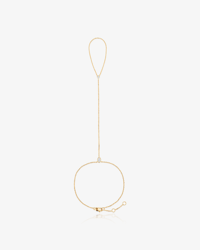 Pear Lab-Grown Diamond Hand Chain - 14k Solid Gold