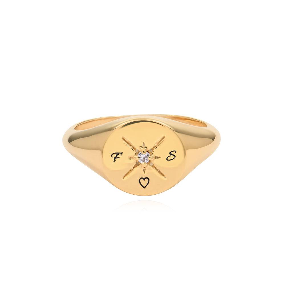 Kate Compass Ring with Cubic Zirconia in Gold Vermeil