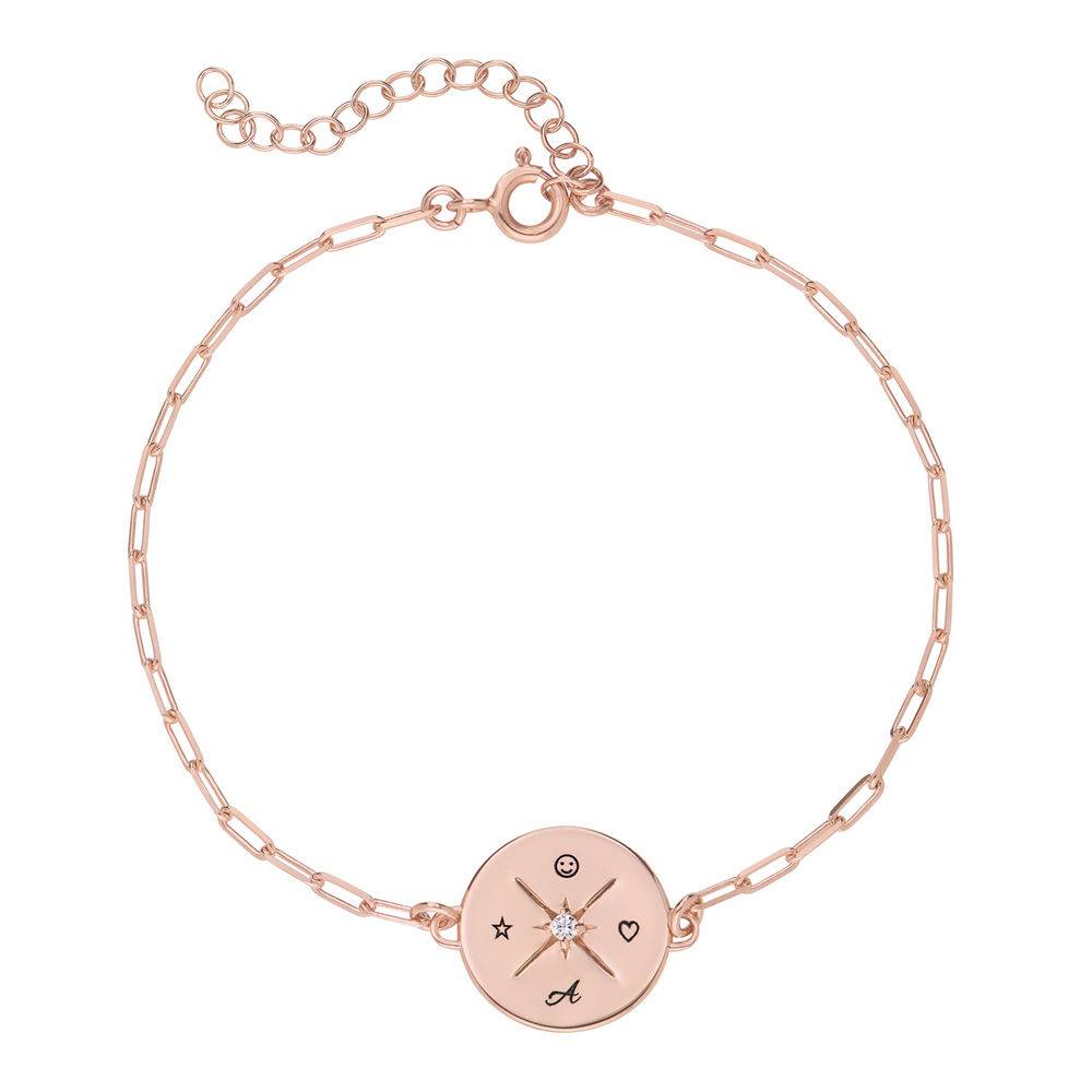 Queens Compass Bracelet with Cubic Zirconia in Rose Gold Plating