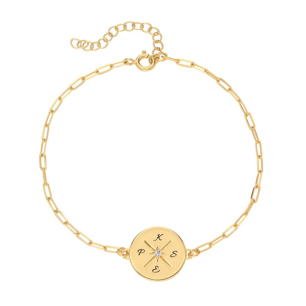 Queens Compass Bracelet with Cubic Zirconia in Gold Plating