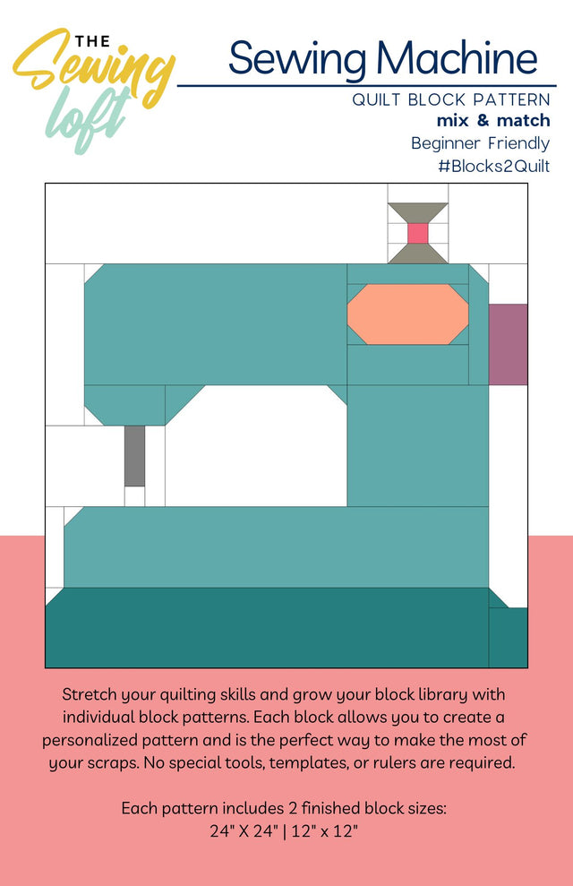 Sewing Machine Quilt Block PDF Pattern