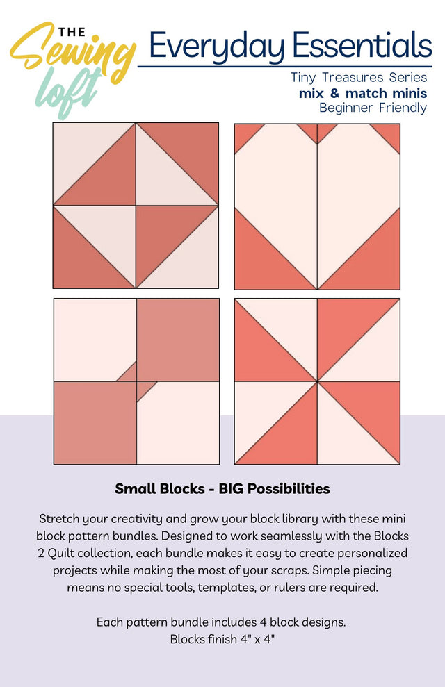 Everyday Essentials Mini Quilt Block Printed Pattern Bundle