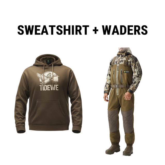 TIZIP® Duck Hunting Waders & 300 GSM Fleece Hunting Hoodie Bundle