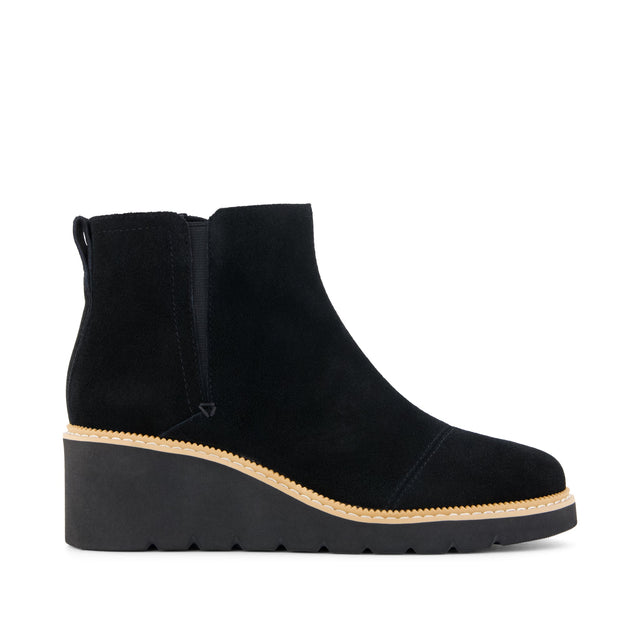 Womens Mina Wedge Boot Water Repellent Black Suede
