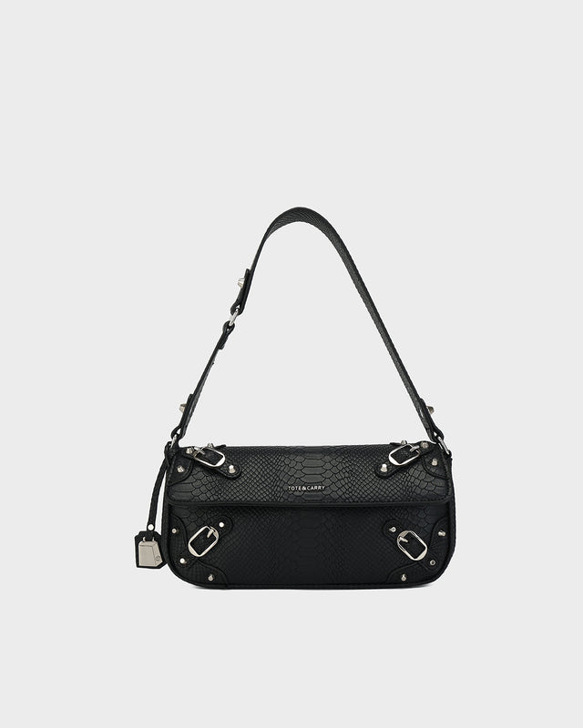 Vixen Croc Pochette in Black
