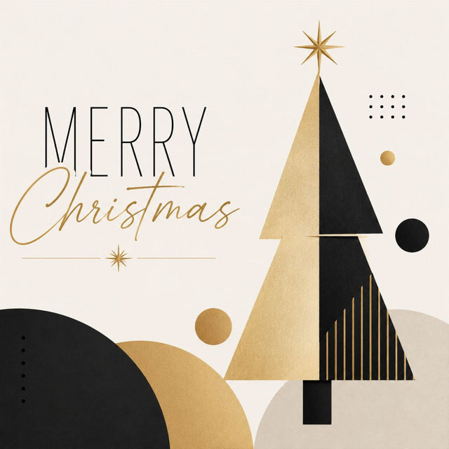 Modern Merry Christmas Black & Gold Metal Sign TTE-786
