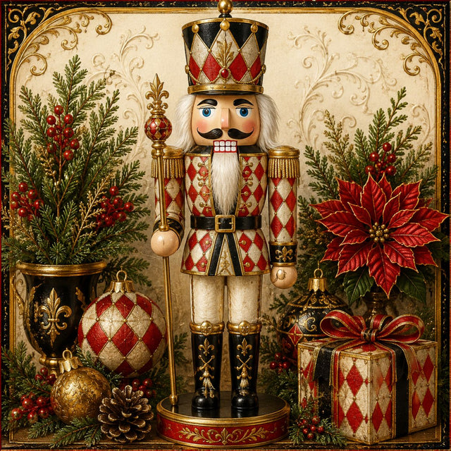 Ornate Harlequin Nutcracker Christmas Metal Sign TTE-785