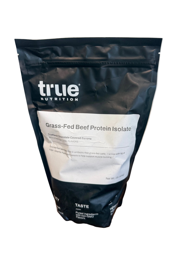 100% Grass-Fed Beef Protein Isolate Trueflavor Chocolate Covered Banana WITH OTHER NATURAL FLAVORS 1lb