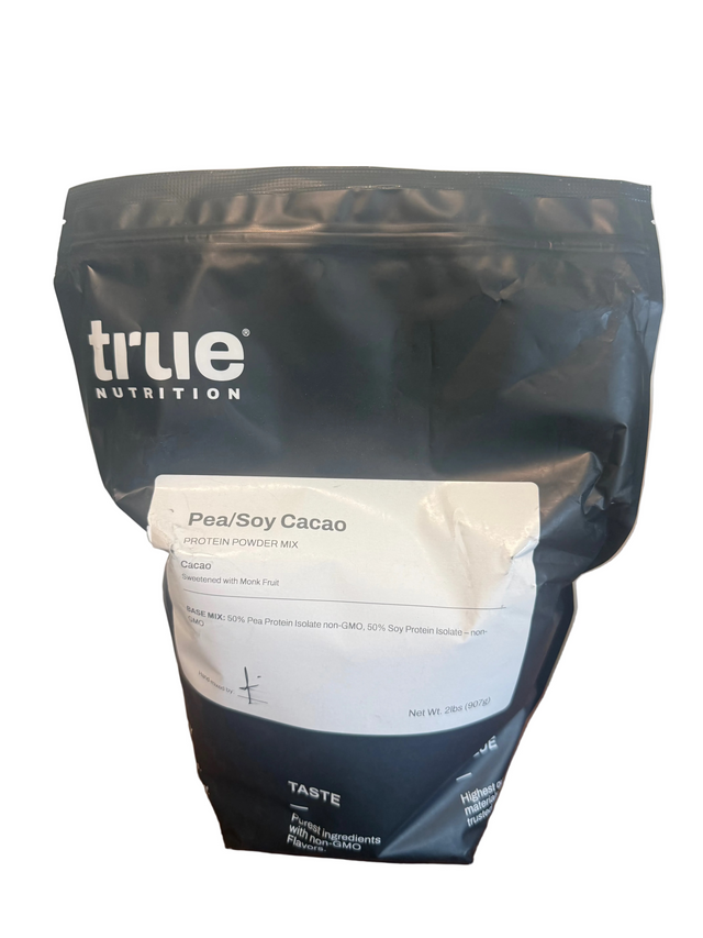 Cacao  Sweetened with Monk Fruit 50% Pea Protein Isolate non-GMO, 50% Soy Protein Isolate – non-GMO 2lb