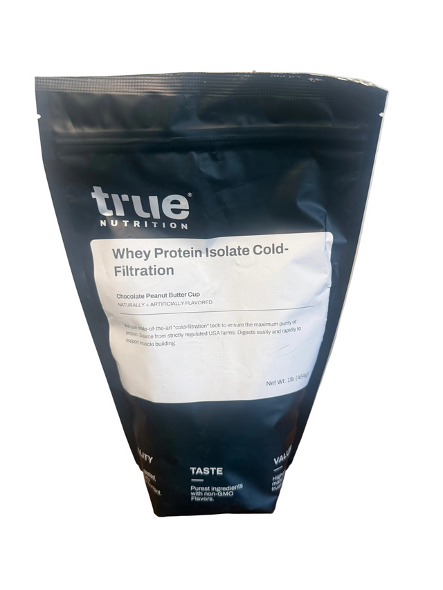 100% Whey Protein Isolate Cold-Filtration Chocolate Peanut Butter Cup NATURALLY + ARTIFICIALLY FLAVORED 1lb