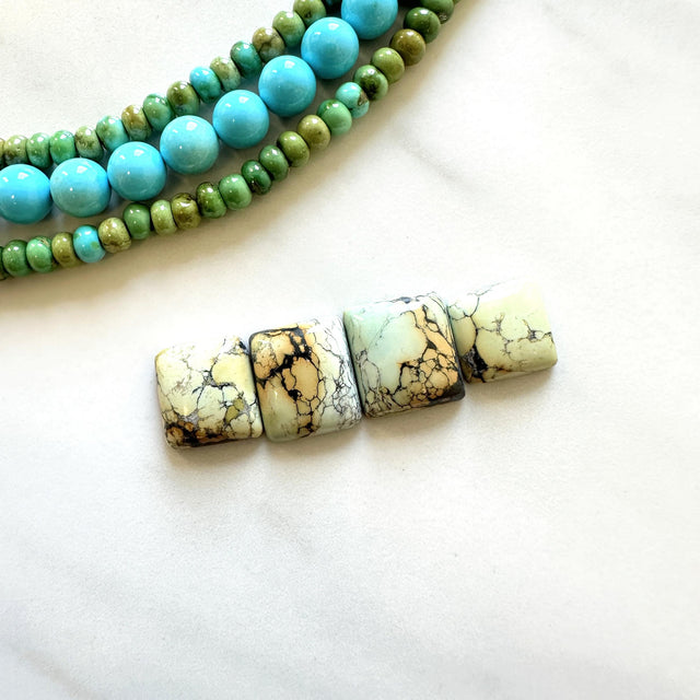 Small Light Yellow Freeform Crescent Lake Variscite, Set of 4
