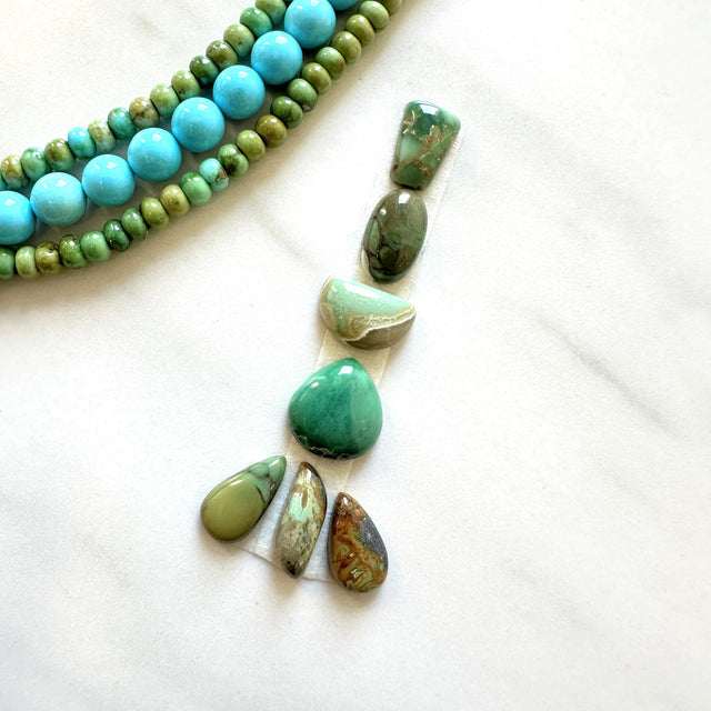 Small Mixed Mixed Crescent Lake Variscite, Set of 7